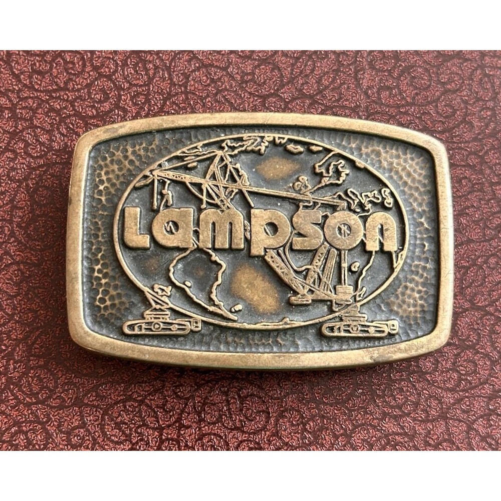 Vintage 1984 Metal Belt Buckle Brass Lampson western anacortes